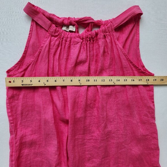 Bellambra Bright Pink Sleeveless Tiered Linen Dress Bow Coquette Elle Woods Cute - Picture 9 of 11